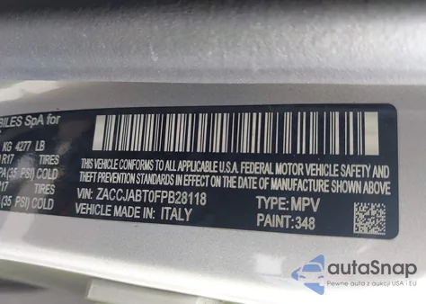 2015 Jeep Renegade Latitude from USA, damaged, VIN ZACCJABT0FPB28118